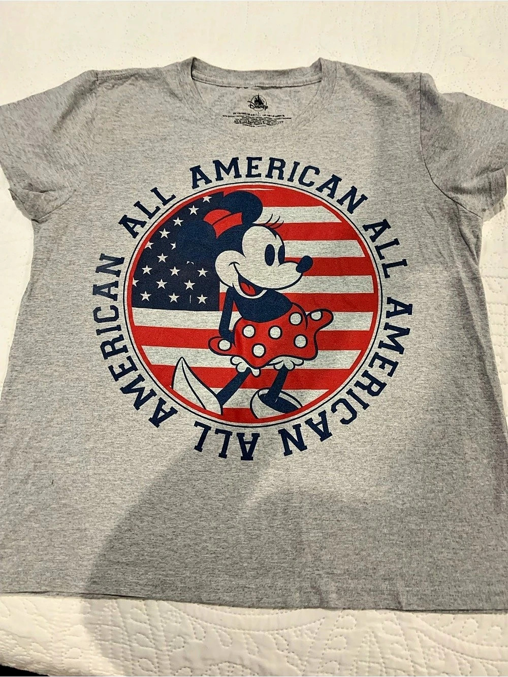 Disney Mickey Mouse All American T-Shirt Girls Large Gray Mickey Mouse Graphic